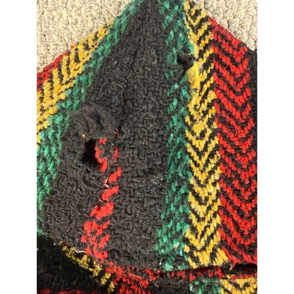 VTG Earth Ragz Baja Hoodie Pullover Large L Rasta Striped Mexican Baja Hoodie - Picture 3 of 10
